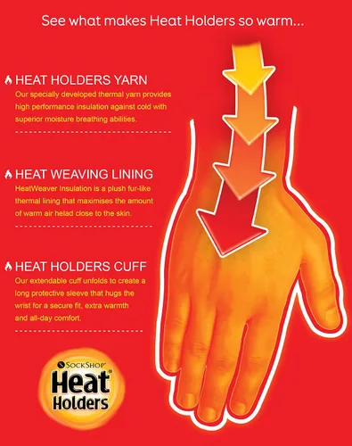 Vista 6 de Heat Holders Conjunto de guantes térmicos de punto de forro polar, calentador de cuello y convertidor para mujer invierno