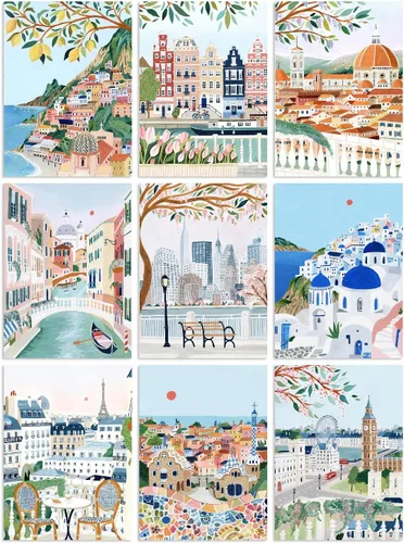 Vista 21 de KICHANG 4 paquetes de pintura por números para adultos, pintura al óleo acrílica de animales por números sobre lienzo, kits de pintura para adultos