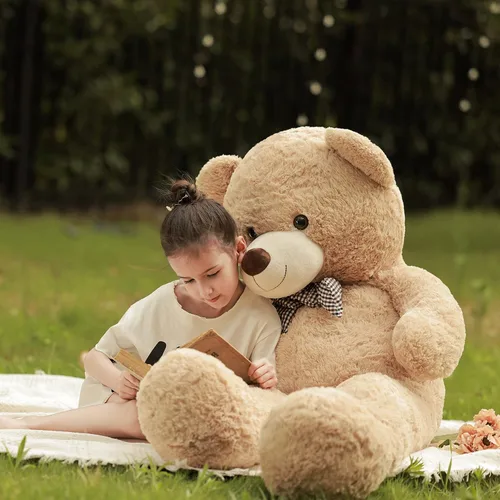 Vista 3 de Poutmac Oso de Peluche Gigante de 47 Pulgadas Animal de Peluche Marrón Gran Oso de Peluche Regalo de San Valentín para Novia Animales de Peluche