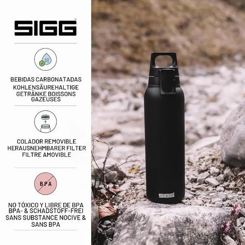 Vista 3 de SIGG - Frasco aislado - Thermo Hot & Cold ONE Light - Filtro de fruta- Sin BPA - Acero inoxidable - 19 Oz Negro