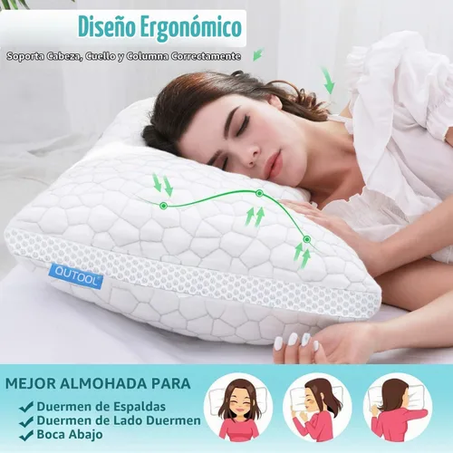 Vista 4 de Juego de 2 almohadas tamaño Queen, ajustable, rayón derivado de bambú