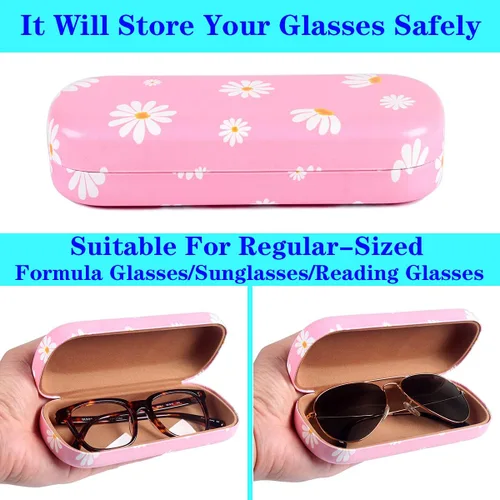 Vista 3 de 3 fundas unisex rígidas para lentes, funda protectora para gafas, funda de gafas de sol con paño de limpieza