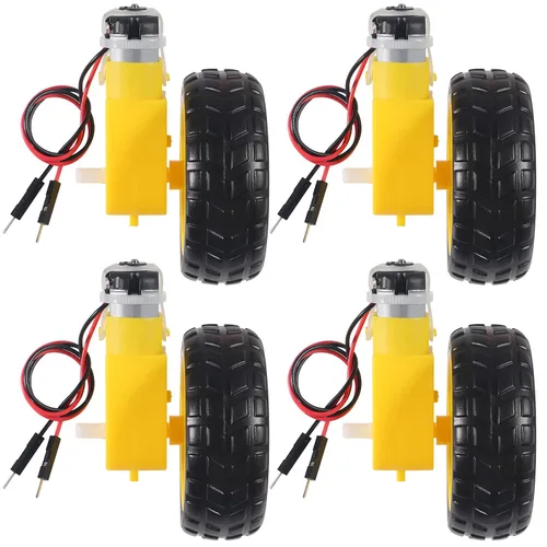 Vista 9 de Motor TT de engranajes eléctricos de CC de 3 V-6 V, motor de engranaje precableado de doble eje, chasis de coche inteligente para bricolaje, robot