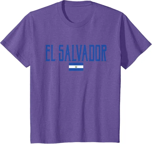 Vista 50 de Camiseta de texto azul con bandera de El Salvador, Negro, S