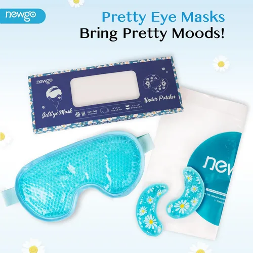 Vista 6 de NEWGO Mascarilla refrescante para ojos hinchados, máscara de ojos fríos para ojos para después de cirugía de ojos, alivio del estrés tensional, Azul
