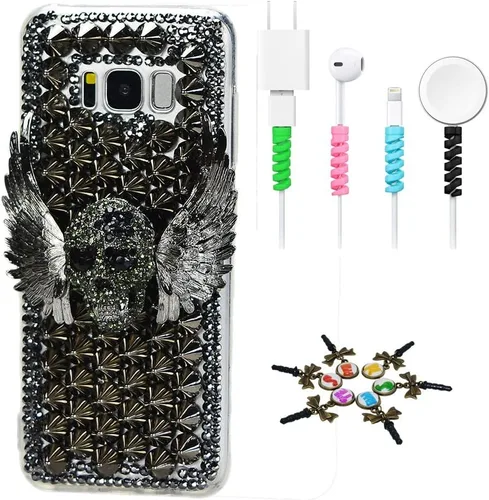 Vista 20 de Sparkle Funda compatible con Samsung Galaxy J2 Prime – Elegante funda 3D hecha a mano con diseño floral de búho nocturno con protector de cable