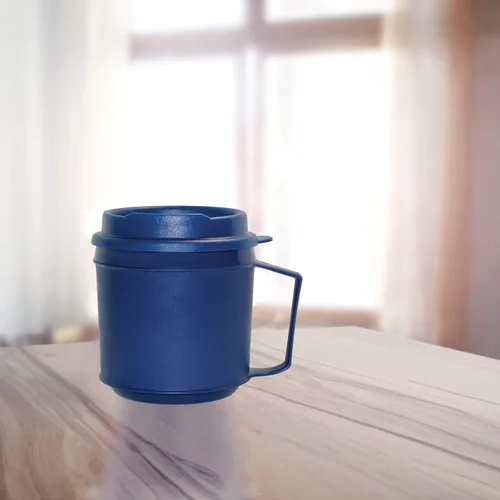 Vista 5 de Rehabilitation Advantage Taza de plástico aislada con tapa de vaso (8 onzas), azul, sin