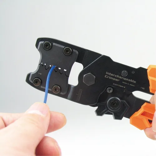 Vista 2 de ENGINEER Herramienta de crimpado PAD-13 con sistema de troquel intercambiable + paquete de juego de troqueles intercambiables PAD-11S