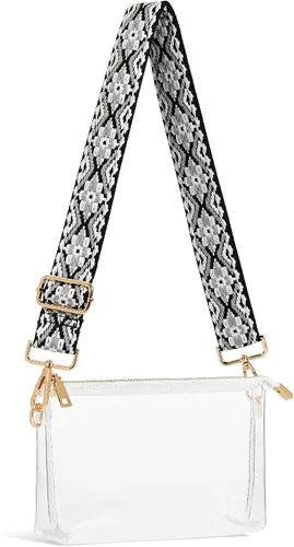 Vista 8 de Bolso transparente para mujer, pequeña bolsa transparente para eventos de estadio, bolso cruzado para conciertos, fiestas, fanáticos