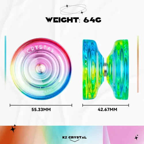 Vista 4 de MAGICYOYO Responsive Yoyo Professional K2 Crystal, Yo yo de doble propósito para niños y jugadores avanzados, yoyos degradados de plástico con 12