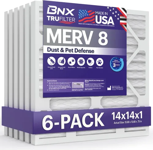 Vista 25 de BNX TruFilter - Filtro de aire MERV 8 de 10 x 10 x 1 pulgadas (paquete de 6) – Fabricado en Estados Unidos – Defensa contra polvo y mascotas