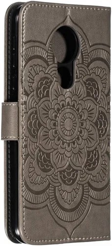 Vista 3 de LEECOCO - Funda para Moto G7 Power con diseño de mandala en relieve de piel sintética de lujo, cartera con tapa para cuaderno, soporte magnético ld