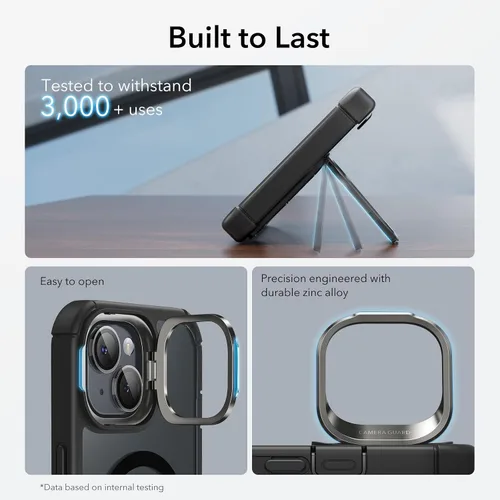 Vista 8 de ESR Funda para iPhone 15 con soporte, compatible con MagSafe, funda de cuerpo completo a prueba de caídas de grado militar con protector de pantalla