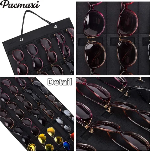 Vista 4 de Pacmaxi - Organizador de lentes de sol con bolsillos, organizador de pared por Sunglasses, soporte de almacenamiento colgante para lentes, exhibidor