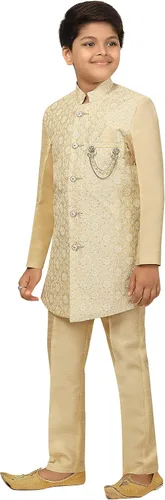 Vista 4 de AHHAAAA Kids Ethnic Indo Western Sherwani and Pyjama Set for Boys 4111