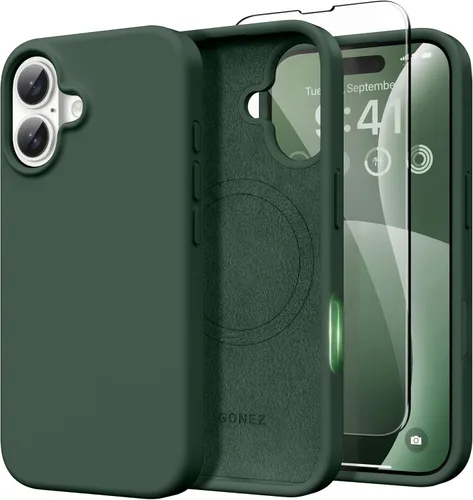 Vista 186 de GONEZ Funda magnética para iPhone 14, compatible con Magsafe, con protector de pantalla + protector de cámara, forro de microfibra antiarañazos