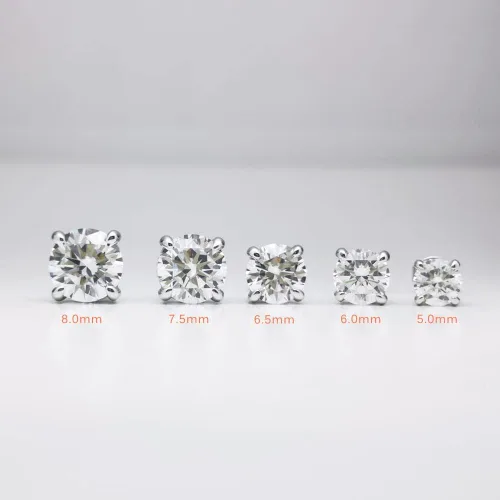 Vista 6 de Bo.Dream Round Cut Cubic Zirconia CZ Stud Earrings for Women 18K White Gold Plated Sterling Silver