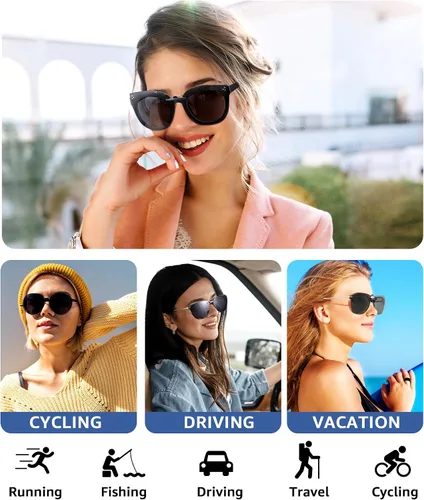 Vista 4 de Lentes de sol polarizados negros con clip sobre lentes graduados para mujeres y hombres, se ajustan sobre lentes de moda