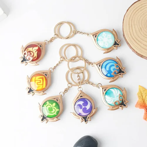 Vista 5 de Genshin Impact Llavero Mondstadt e Inazuma Visión Luminoso Llavero Genshin Personaje Cosplay Accesorios Ojo de Dios