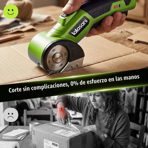 Vista 3 de Tijeras eléctricas inalámbricas para cartón, cortador automático de cajas VERDE