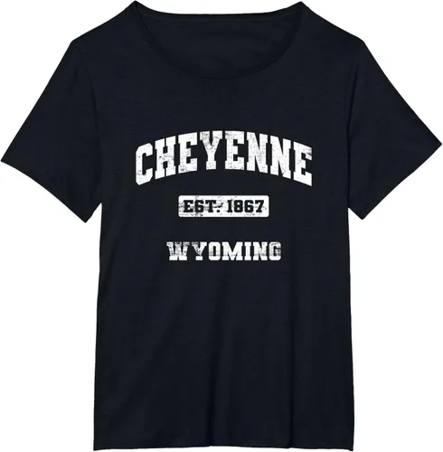 Vista 26 de Cheyenne Wyoming WY vintage state Camiseta de estilo atlético, Negro