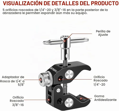 Vista 3 de Clip de micrófono con abrazadera de micrófono con tornillo de micrófono de 5/8 pulgadas, compatible con micrófono, soporte de micrófono y accesorios