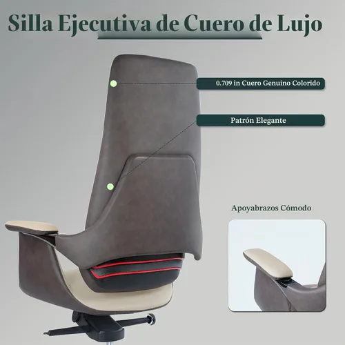 Vista 6 de Silla de oficina ejecutiva ergonómica ajustable con respaldo Blanco
