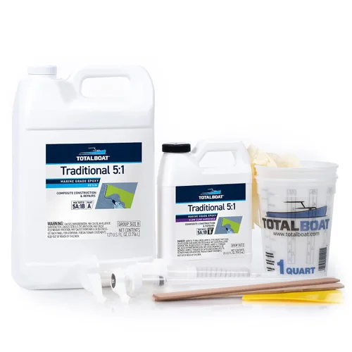 Vista 10 de TotalBoat Kit de Resina Epoxi Marina 5:1 para Unión, Fileteado, Recubrimiento y Laminado - Uso para Fibra de Vidrio, Madera, Fibra de Carbono