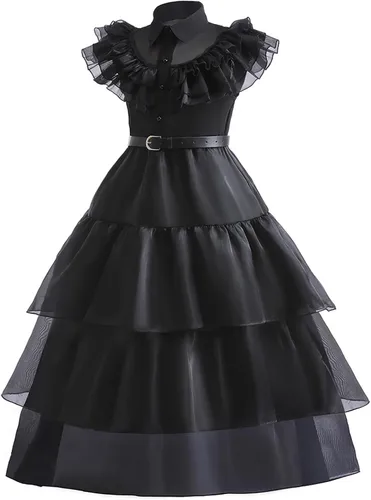 Vista 2 de Wednesday Addams Dress for Kids Girls,Addams Family Costumes Halloween Cosplay Party Dress