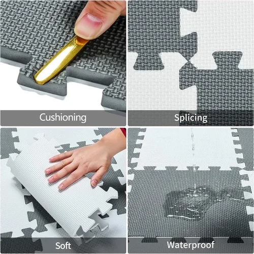 Vista 5 de qqpp - 18 tapetes de goma de etilvinilacetato tipo rompecabezas para piso, alfombra de juego para bebé, tapete de ejercicio para entrenamiento