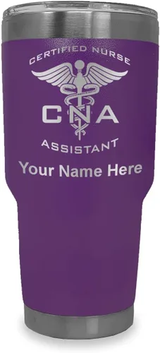 Vista 11 de LaserGram Vaso aislado al vacío de 20 onzas, asistente de enfermera certificada por CNA, grabado personalizado incluido (negro)