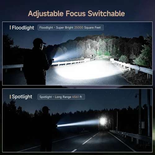 Vista 4 de SKYFIRE 1376 linternas LED con lente de encendido, recargable de 2000 lúmenes altos, luz de flash zoomable, 5 modos, impermeable, IPX6, potente