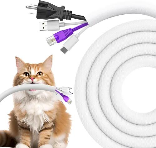 Vista 9 de UOMTFAI Protector de Cable para Perros y Gatos 3.05m - 1/2 pulgada, Funda Flexible para Cables para una Fácil Gestión de Cables, Protege los Cables