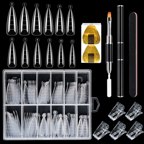 Vista 9 de LIONVISON Formas de uñas de poligel: 120 piezas de formas de uñas en forma de ataúd para gel constructor reutilizables – 12 tamaños de extensión