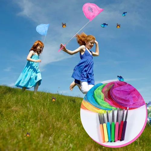 Vista 5 de KISEER Red de pesca telescópica colorida para niños, red de mariposa para atrapar insectos, insectos, juguetes de playa para niños al aire libre
