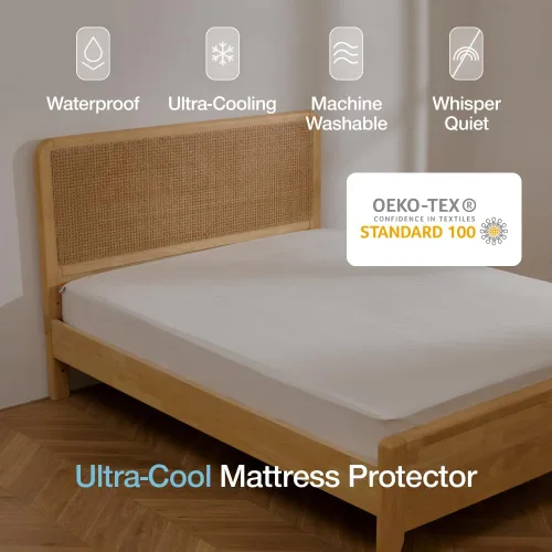 Vista 2 de Coop Home Goods Protector de colchón impermeable ultra fresco, tamaño individual, protector de colchón refrescante, lavable a máquina, funda de cama