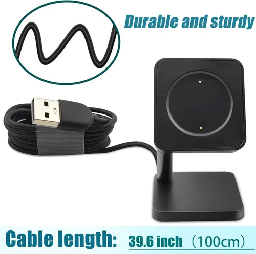 Vista 5 de Soporte de cargador de repuesto compatible con Amazfit GTR 4, GTR 3, GTR 3 Pro, reloj inteligente GTS 3, base de carga con cable de carga USB