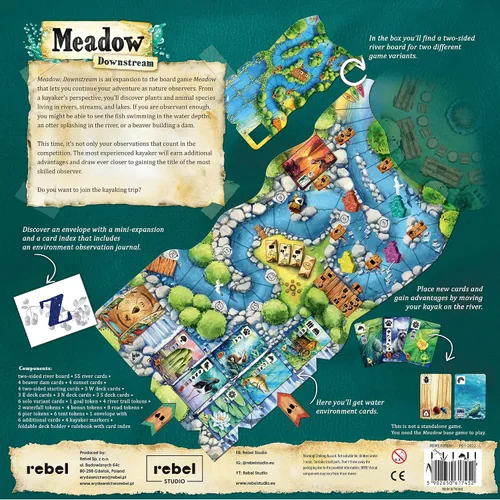 Vista 2 de Meadow Downstream Juego de mesa EXPANSIÓN Estrategia Aventura Naturaleza Diversión Familiar para Adultos y Niños a partir de 10 a 4 jugadores