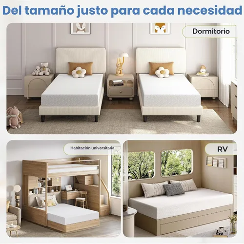 Vista 9 de Yaheetech Colchón individual de 8 pulgadas, colchón de espuma viscoelástica de gel refrescante de 3 capas (paquete de 2)