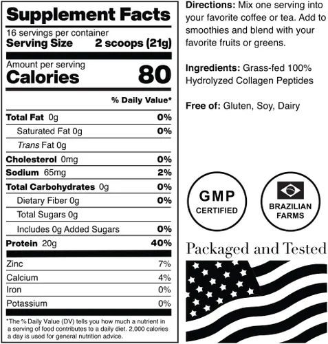 Vista 2 de Norcal - Péptidos de colágeno hidrolizados, 12 onzas, 0.71 onzas de proteína, 0.00 oz de carbohidratos/grasa, vacas brasileñas alimentadas con pasto