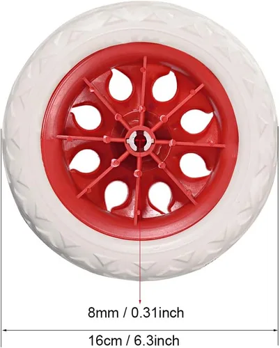 Vista 2 de uxcell Carrito de compras Rueda Reemplazo 6.5 Pulgadas Dia Goma Espuma Rojo 2pcs (Capacidad de Carga 22Lbs Cada uno)
