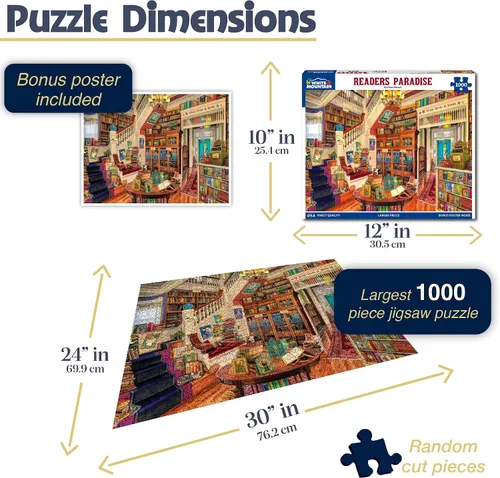 Vista 2 de White Mountain Puzzles Readers Paradise - Rompecabezas de 1000 piezas