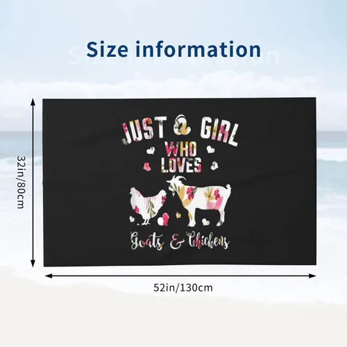 Vista 3 de Just A Girl Who Loves Goats Chickens - Toalla de playa absorbente para baño, toallas de playa de gran tamaño, súper 32 x 52 pulgadas