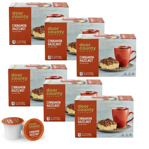 Vista 20 de Door County Coffee Café Molido con Sabor a Toffee de Almendra - 10 Tazas de Una Sola Porción - Tostado Medio - 100% Arábica Especial - Gourmet