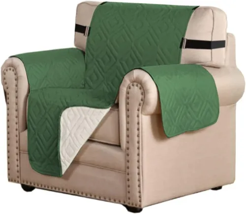 Vista 34 de H.VERSAILTEX Funda reversible para silla, protector de muebles antideslizante, resistente al agua, con correas elásticas de 2 pulgadas