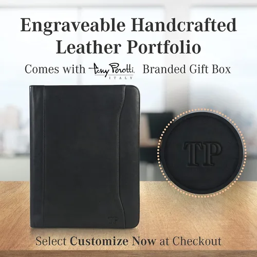 Vista 6 de Tony Perotti Portafolio de cuero italiano para hombres y mujeres – 8.5 x 11 pulgadas de cuero genuino – Padfolio profesional de negocios