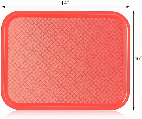 Vista 2 de New Star Foodservice Bandeja de comida rápida, juego de 12 (rojo, 10 x 14 pulgadas)