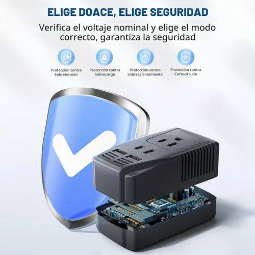 Vista 6 de Convertidor mejorado de 2000W 220V a 110V para viajes europeos, convertidor de voltaje de EE.UU. a Europa para secador de cabello, plancha
