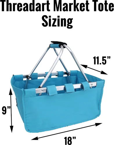 Vista 3 de Threadart Cesta plegable grande bordada personalizada – Rosa Marco de aluminio Tela de poliéster Práctico diseño plano plegable Bolsa