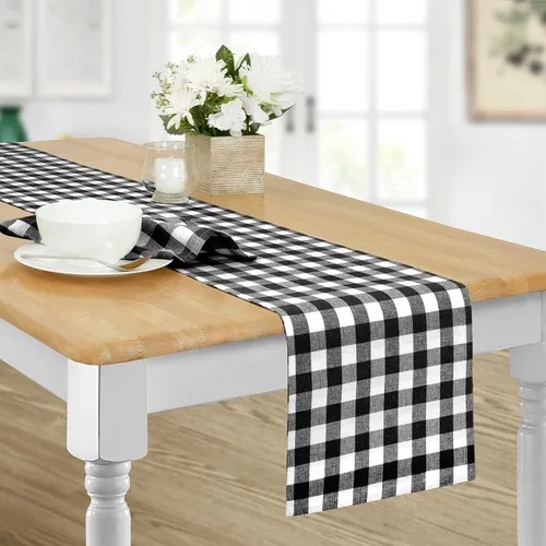 Vista 23 de Home Bargains Plus Country Rustic Buffalo - Juego de 4 manteles individuales de algodón a cuadros, color negro, a cuadros, de fácil cuidado